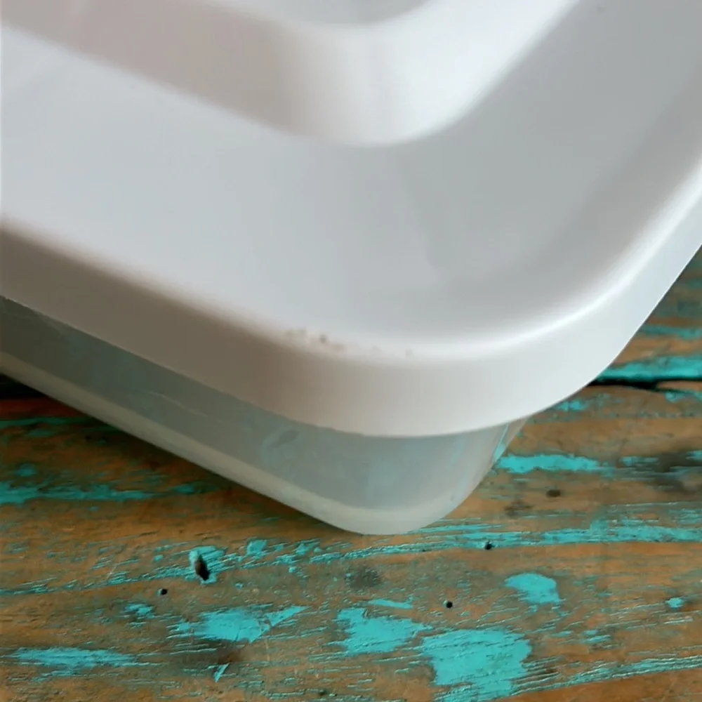 FoodSaver White Square Vacuum Storage Containers (2) Green Letters #1317
